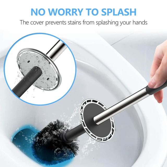 Alt view image 3 of 6 - SetSail Toilet Brush with Holder, Compact Size, Stainless Steel Handle, Durable Scrubbing Bristles, Splash-Proof