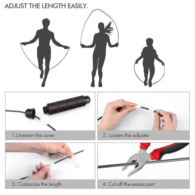 Alt view image 4 of 5 - Tangle-Free Rapid Speed Adjustable Jump Rope for Women Men Children Home Gym Sports Fitness Slimming
