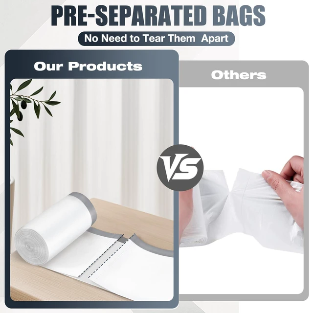 Alt view image 5 of 5 - 8 Gallon Drawstring Trash Bags, 100 Count, Pre-separated, Medium, Unscented White
