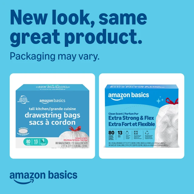 Alt view image 4 of 6 - Amazon Basics Ultra-Force Tall Kitchen Drawstring Trash Bags, 13Gallon, 80Count, Classic Clean Scented