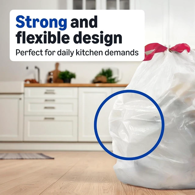 Alt view image 2 of 6 - Amazon Basics Tall Kitchen Drawstring Trash Bags, Unscented, 13 Gallon, 120 Count, Pack of 1