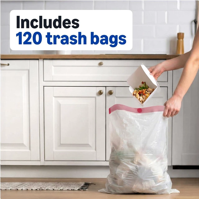 Alt view image 3 of 6 - Amazon Basics Tall Kitchen Drawstring Trash Bags, Unscented, 13 Gallon, 120 Count, Pack of 1