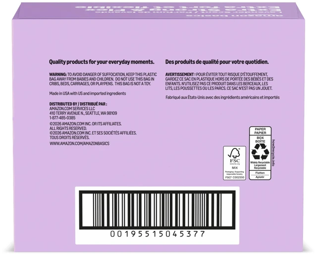 Alt view image 3 of 6 - Amazon Basics Ultra-Force 13 Gallon 80 Count Tall Kitchen Drawstring Trash Bags, Lavender Scented, Packaging May Vary