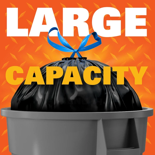 Alt view image 3 of 6 - Hefty Strong 33 Gallon Trash Bags, Black, Unscented, with Drawstrings, 48ct