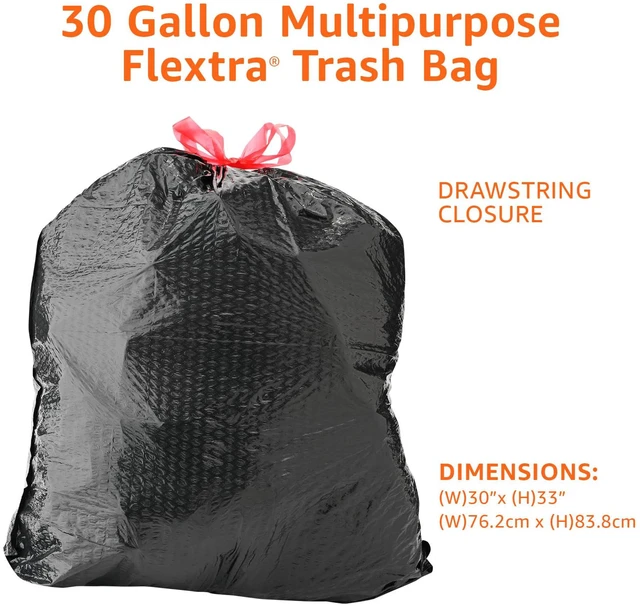 Alt view image 5 of 6 - Amazon Basics Flextra 30 Gallon Multipurpose Drawstring Trash Bags, 50 Count, Tear Resistant