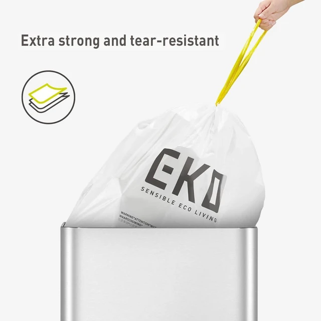 Alt view image 6 of 6 - EKO Code G 21 Gallon 60 Count Drawstring Trash Bags, Extra-Strong Unscented, Easy-Dispense Roll, White
