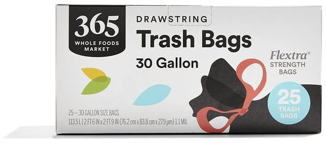 Main image of 365 by Whole Foods Market Flextra Strength Drawstring Trash Bags, 30 Gallon, 25 Count