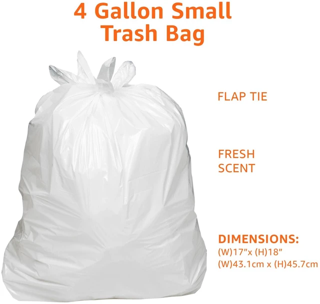 Alt view image 6 of 6 - Amazon Basics Small 4Gallon Trash Bags with Flap Ties, Fresh Scent, Odor Control, 0.5mil Thick, 80Count