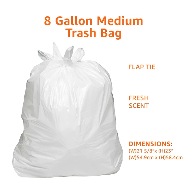 Alt view image 5 of 6 - Amazon Basics 8 Gallon Flap Tie Trash Bags, Fresh Scent, 80 Count