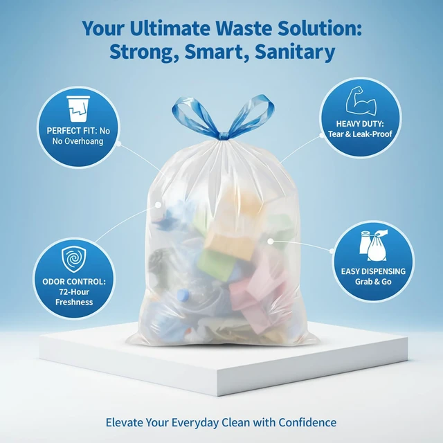 Alt view image 5 of 6 - 5Gallon Small Drawstring Trash Bags, 1.1Mil, Unscented, 120Count