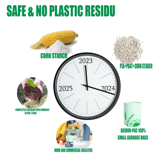 Alt view image 2 of 6 - BEIDOU-PAC 100% Compostable Trash Bags 3 Gallon with Handle, 100 Count, ASTM D6400 & US BPI Certified