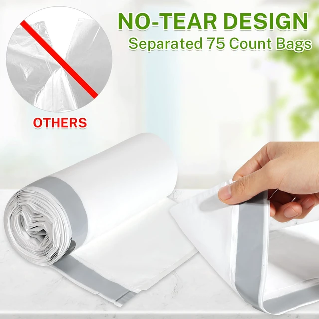 Alt view image 2 of 7 - 10 Gallon Drawstring Trash Bags, 1 Mil Thick, White, 75 Count