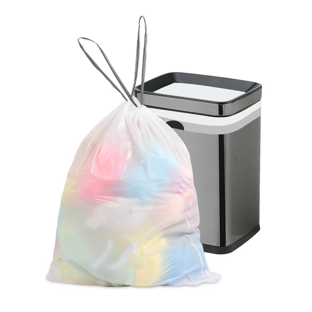 Alt view image 3 of 7 - 10 Gallon Drawstring Trash Bags, 1 Mil Thick, White, 75 Count