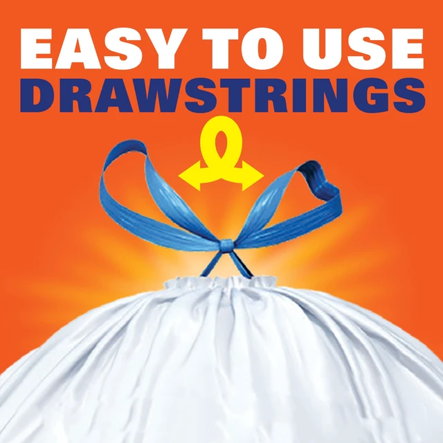 Alt view image 5 of 6 - Hefty Strong 13G Tall Kitchen Trash Bags, White, Unscented, 45ct