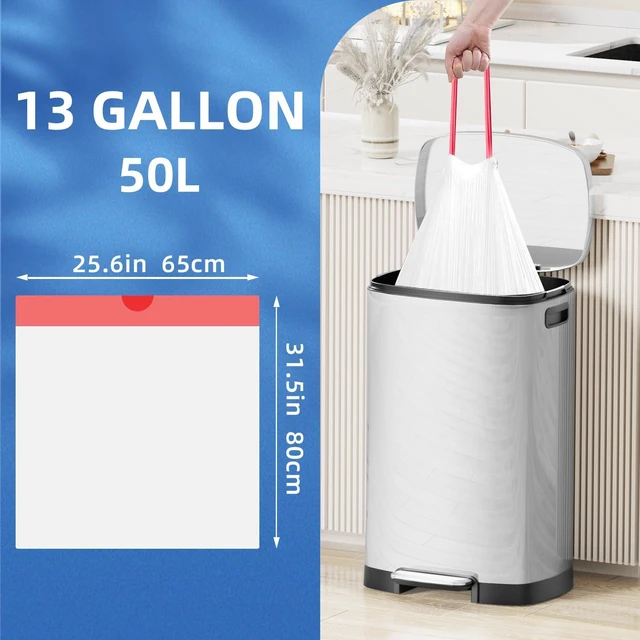 Alt view image 5 of 7 - KdbK 13.2 Gallon Tall Drawstring Trash Bags, 120 Count Pre-separated, Unscented, Leak Proof, for Kitchen, Office, Home