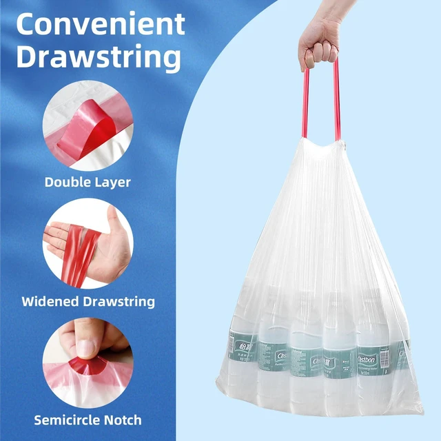 Alt view image 6 of 7 - KdbK 13.2 Gallon Tall Drawstring Trash Bags, 120 Count Pre-separated, Unscented, Leak Proof, for Kitchen, Office, Home