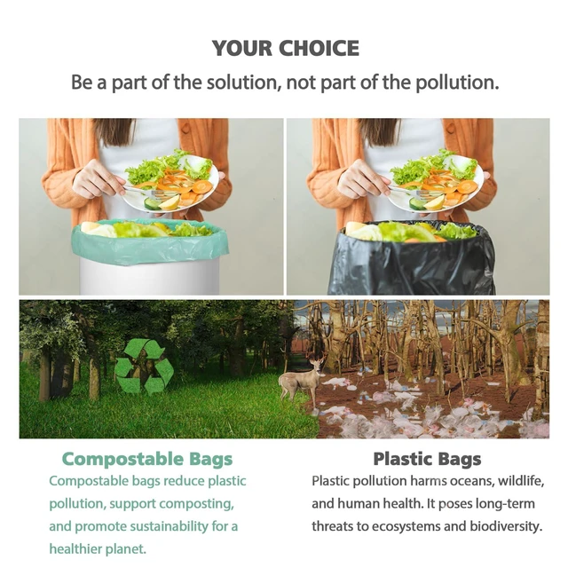 Alt view image 3 of 7 - AYOTEE Medium 8 Gallon Biodegradable Trash Bags, Leak Proof Compostable