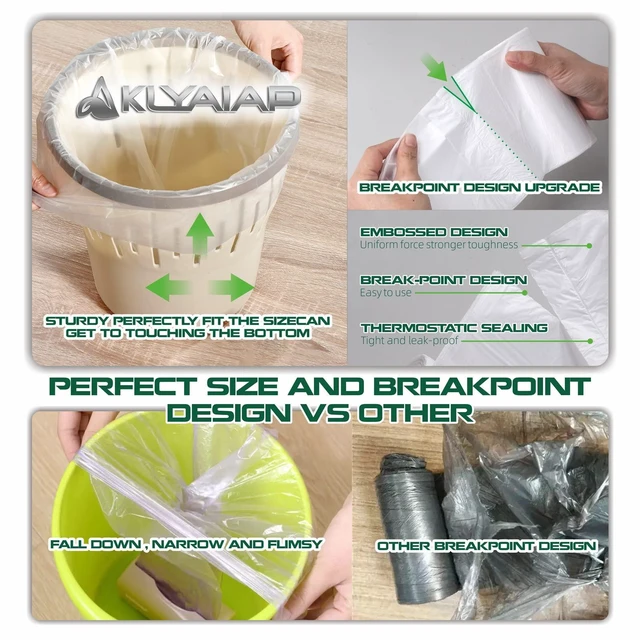 Alt view image 4 of 6 - Akhyaiap 4 Gallon Trash Bags, 220 Counts, Tear & Leak Resistant, Biodegradable, Unscented, Small, for Bathroom, Home & Kitchen, 5 Rolls, White