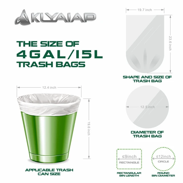 Alt view image 2 of 6 - Akhyaiap 4 Gallon Trash Bags, 220 Counts, Tear & Leak Resistant, Biodegradable, Unscented, Small, for Bathroom, Home & Kitchen, 5 Rolls, White
