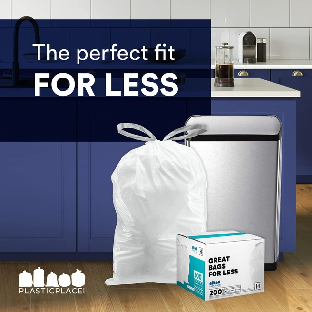 Alt view image 6 of 6 - Plasticplace Custom Fit Trash Bags for Simplehuman Code Q, 13-17 Gallon, 50 Count, Heavy Duty Tear-Resistant Drawstring