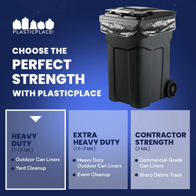 Alt view image 5 of 6 - Plasticplace 95-96 Gallon Heavy Duty Black Trash Bags, Contractor Grade, Extra Large, 1.2 Mil, 61" x 68", 15 Count