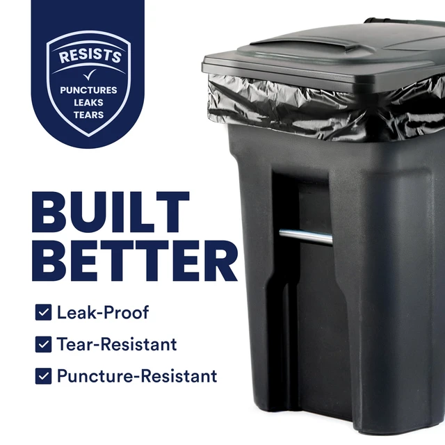 Alt view image 6 of 6 - Plasticplace 95-96 Gallon Heavy Duty Black Trash Bags, Contractor Grade, Extra Large, 1.2 Mil, 61" x 68", 15 Count