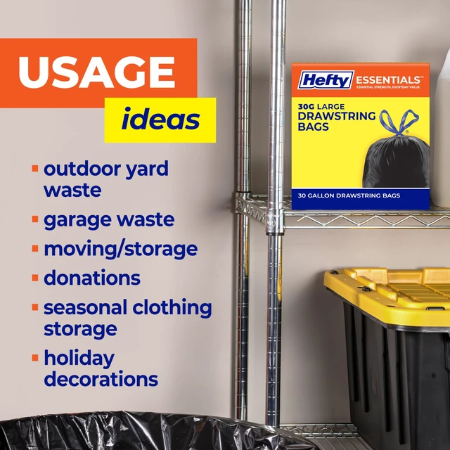 Alt view image 6 of 6 - Hefty Essentials Extra Large 39Gallon Trash Bags, Black, Unscented, 40 Count