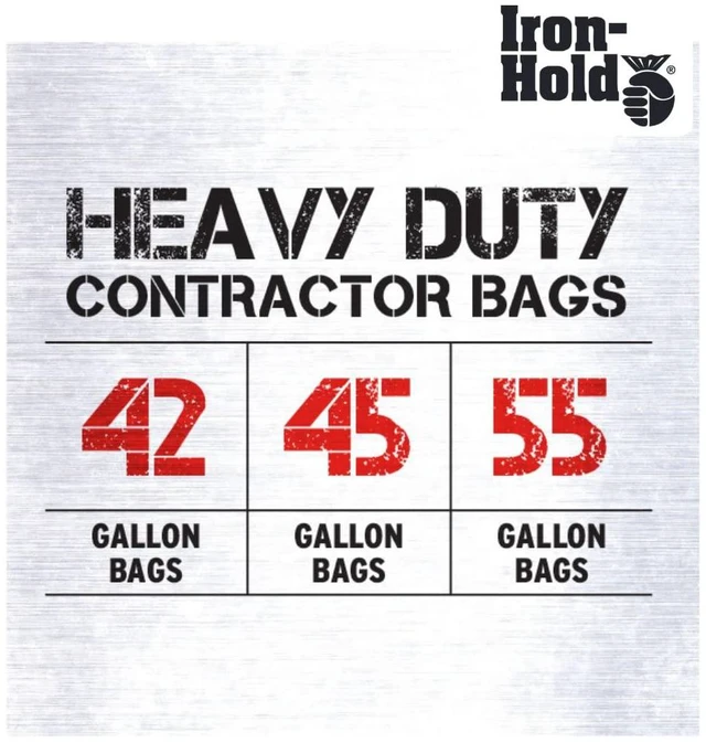 Alt view image 2 of 6 - Contractor Trash Bags 45 Gallon, 18 Bags, 3MIL, Wing Tie Closure, Gusseted Bottom, Black - Heavy Duty Industrial Strength