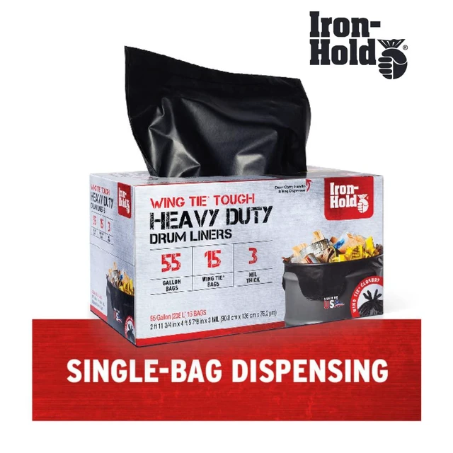 Alt view image 5 of 6 - Contractor Trash Bags 45 Gallon, 18 Bags, 3MIL, Wing Tie Closure, Gusseted Bottom, Black - Heavy Duty Industrial Strength