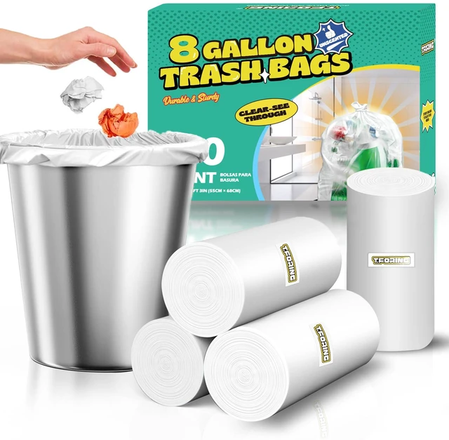 Main image of 8 Gallon Trash Bags, Medium, Unscented, 0.94 Mil, Clear, 120 Count