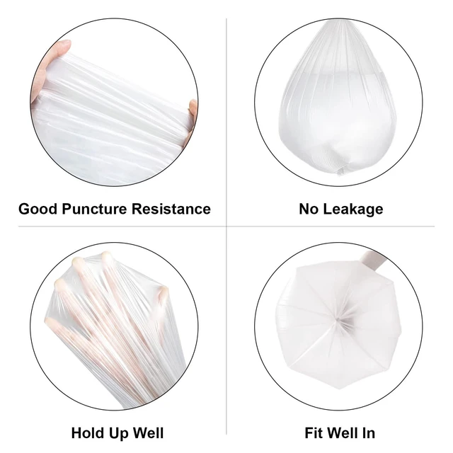 Alt view image 5 of 6 - 8 Gallon Trash Bags, Medium, Unscented, 0.94 Mil, Clear, 120 Count
