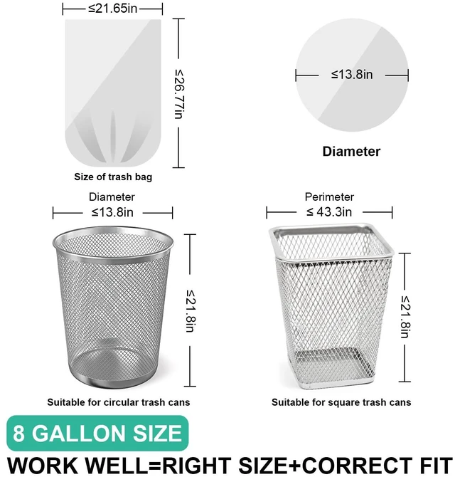 Alt view image 2 of 6 - 8 Gallon Trash Bags, Medium, Unscented, 0.94 Mil, Clear, 120 Count