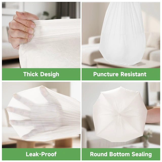 Alt view image 7 of 7 - 3 Gallon Small Biodegradable Trash Bags with Handles for Bathroom