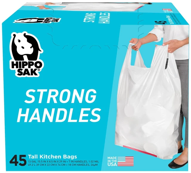 Main image of Hippo Sak 13Gallon Kitchen Trash Bags with Handles, 45Count