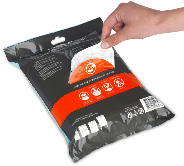 Alt view image 6 of 6 - Brabantia PerfectFit Trash Bags, Size O/8 Gal, Thick Plastic Trash Can Liners with Drawstring Handles, 40 Bags