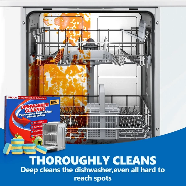 Alt view image 6 of 6 - 24 Pack Lemon Scented Dishwasher Cleaner and Deodorizer Tablets, Deep Cleaning Descaler Pods for Limescale, Mineral Buildup, Odor, Septic Safe