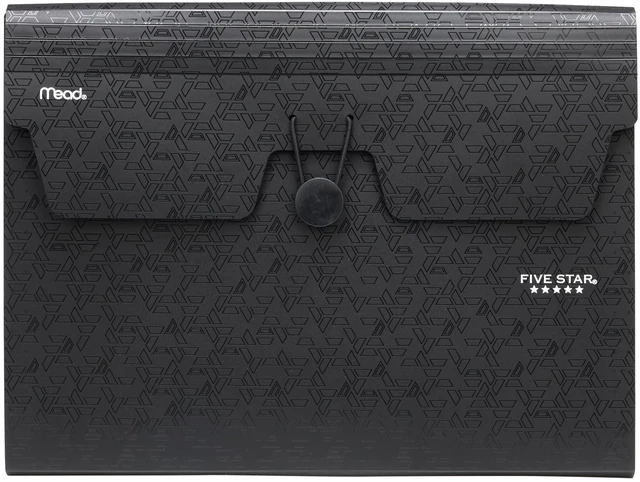 Alt view image 5 of 6 - Five Star 6-Pocket Expanding File Organizer with Bungee Closure, Holds 8-1/2"x11" Paper, Black (72391)