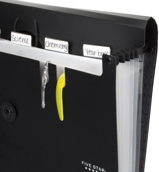 Alt view image 6 of 6 - Five Star 6-Pocket Expanding File Organizer with Bungee Closure, Holds 8-1/2"x11" Paper, Black (72391)