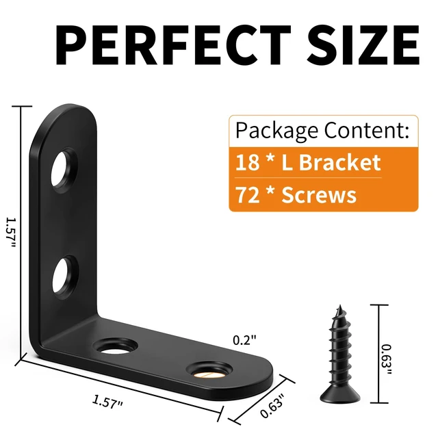 Alt view image 4 of 7 - FATLODA 18PCS L Bracket Corner Brace, Stainless Steel