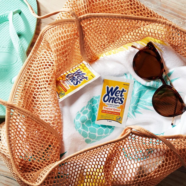 Alt view image 2 of 6 - Wet Ones Antibacterial Hand Wipes - 2 Pack, 24 Count Individually Wrapped, Tropical Splash Citrus Scent