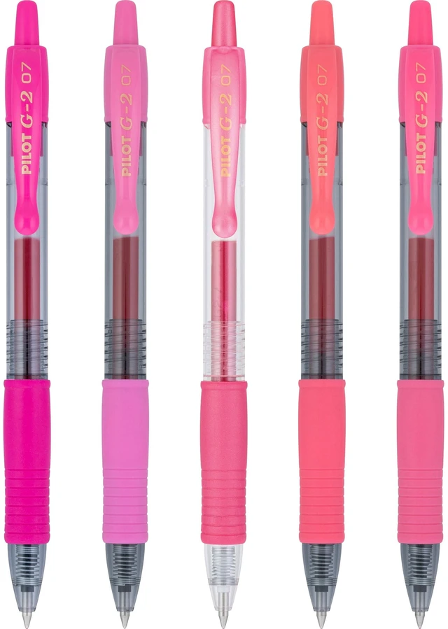 Alt view image 3 of 5 - Pilot G2 Retractable Gel Pens, 0.7mm Fine Point, Assorted Colors, 5 Count, Pink Premium