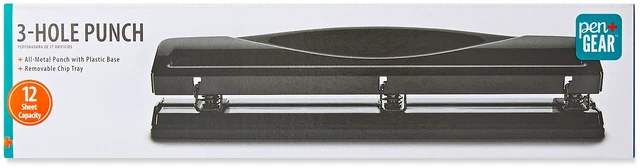 Main image of Pen+Gear 3-Hole Punch, 12 Sheet Capacity, Black