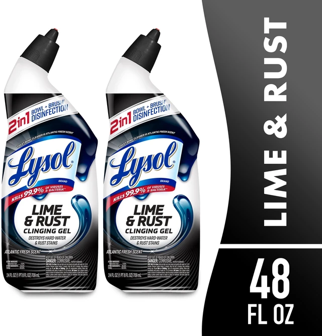 Main image of Lysol Toilet Bowl Cleaner Clinging Gel Lime & Rust Remover Disinfecting Bathroom Cleaner 24 fl oz (2 Pack)