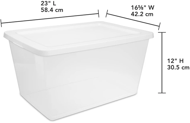 Alt view image 4 of 6 - Sterilite 58 Quart Medium Storage Bin, Clear Plastic, Snap-On Lid, White