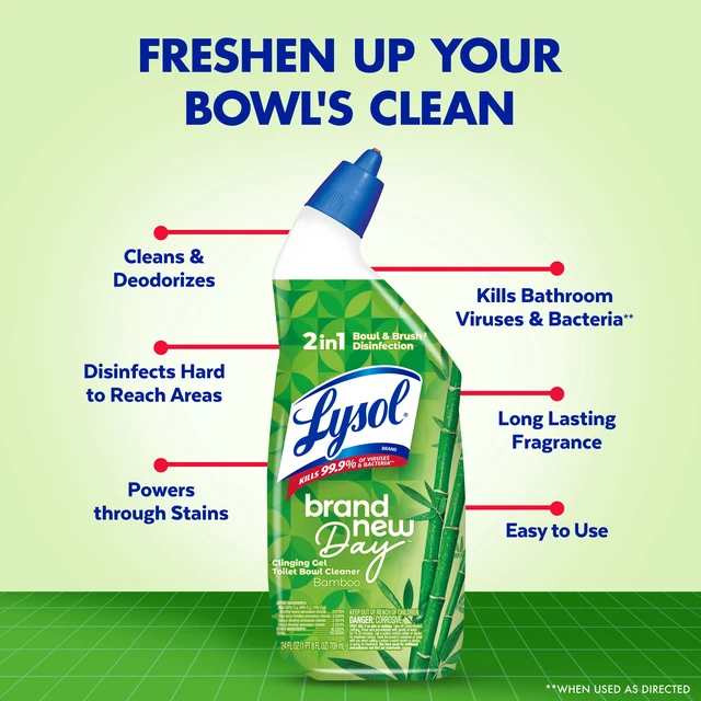Alt view image 3 of 5 - Lysol Clinging Gel Toilet Bowl Cleaner, Disinfecting Bathroom Cleaner & Stain Remover, Bamboo Scent, 24 fl oz (2 Pack)
