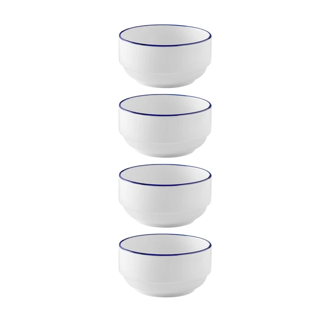 Alt view image 3 of 6 - 3 Pack Mainstays Blue Rim Stoneware Bowl, 27 oz, Blue and White