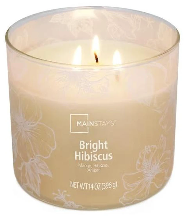 Main image of Mainstays 3-Wick Ombre Wrap Bright Hibiscus Scented Candle, 14 oz