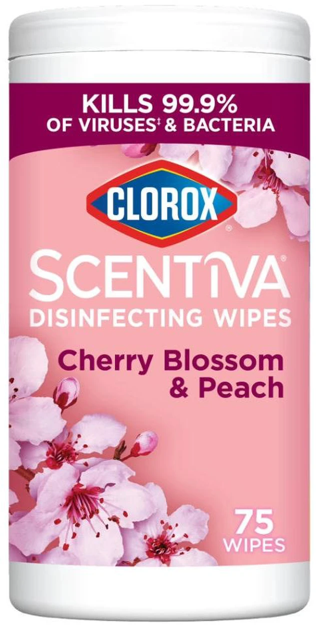 Main image of Clorox Scentiva Disinfecting Wipes, Cherry Blossom and Peach, 75 Count
