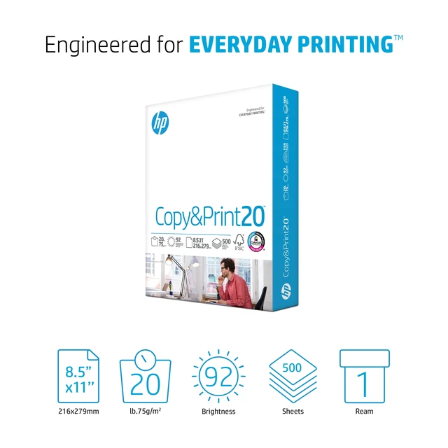 Alt view image 5 of 5 - HP 8.5 x 11 Copy & Print20 Paper, 20lb, 1 Ream (500 Sheets)