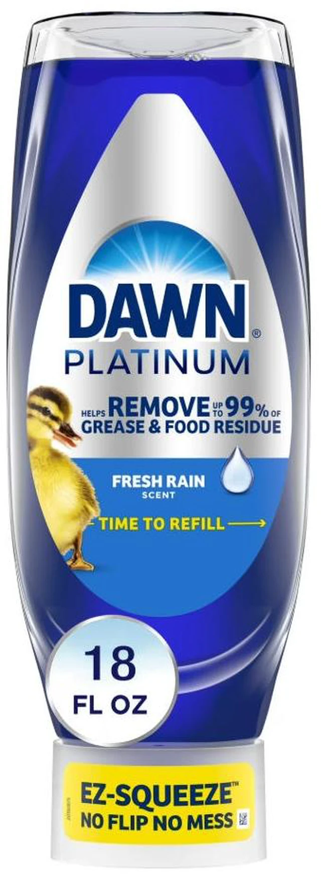 Main image of Dawn Platinum EZ-Squeeze Dish Soap Liquid, Dishwashing Liquid, Grease Removal, Fresh Rain, 18oz